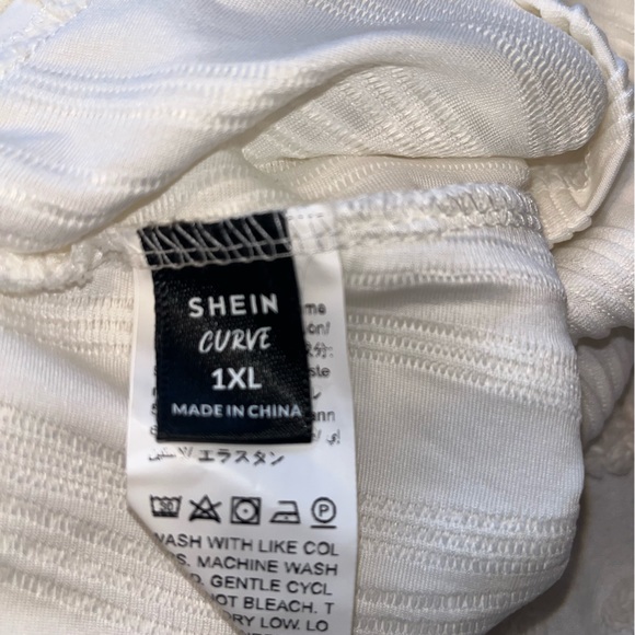 Shein Curve High Neck Crop Tank Top Semi Sheer Swirl Knit 1XL New no tag - Picture 4 of 8